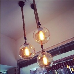 Lampada a sospensione vintage Loft American Rope in vetro marrone