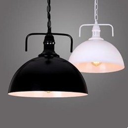 Lampada a sospensione vintage rustica in metallo nero e bianco, 3 luci E26/E27