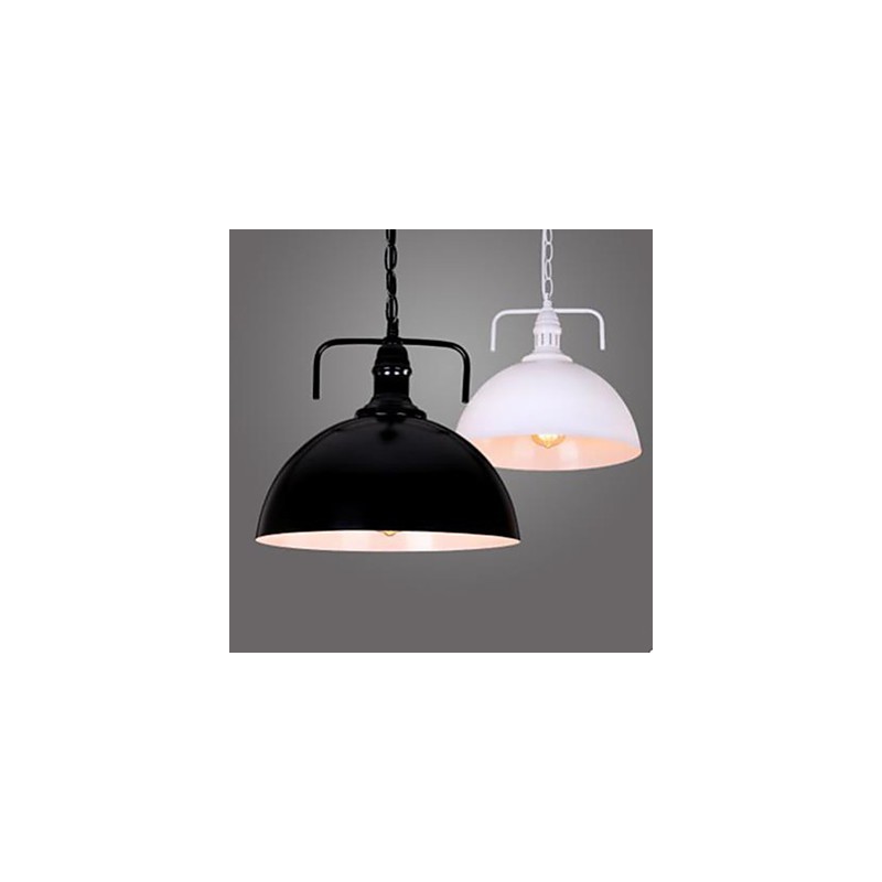 Lampada a sospensione vintage rustica in metallo nero e bianco, 3 luci E26/E27