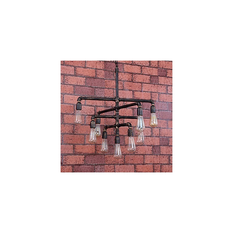 Lampadario in metallo d'epoca verniciato a filo, 3 livelli, 60 cm
