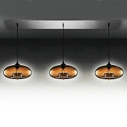 Lampada a sospensione moderna a 3 luci in vetro design a bolle marroni