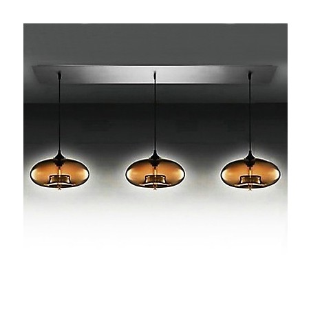 Lampada a sospensione moderna a 3 luci in vetro design a bolle marroni