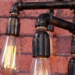 Lampadario in metallo d'epoca verniciato a filo, 3 livelli, 60 cm