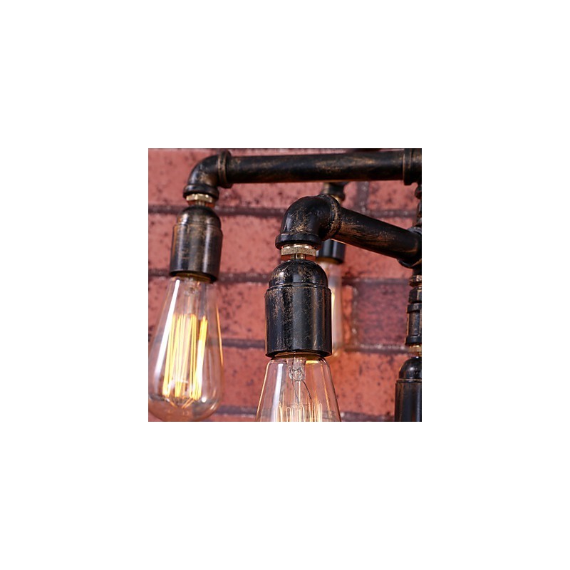 Lampadario in metallo d'epoca verniciato a filo, 3 livelli, 60 cm