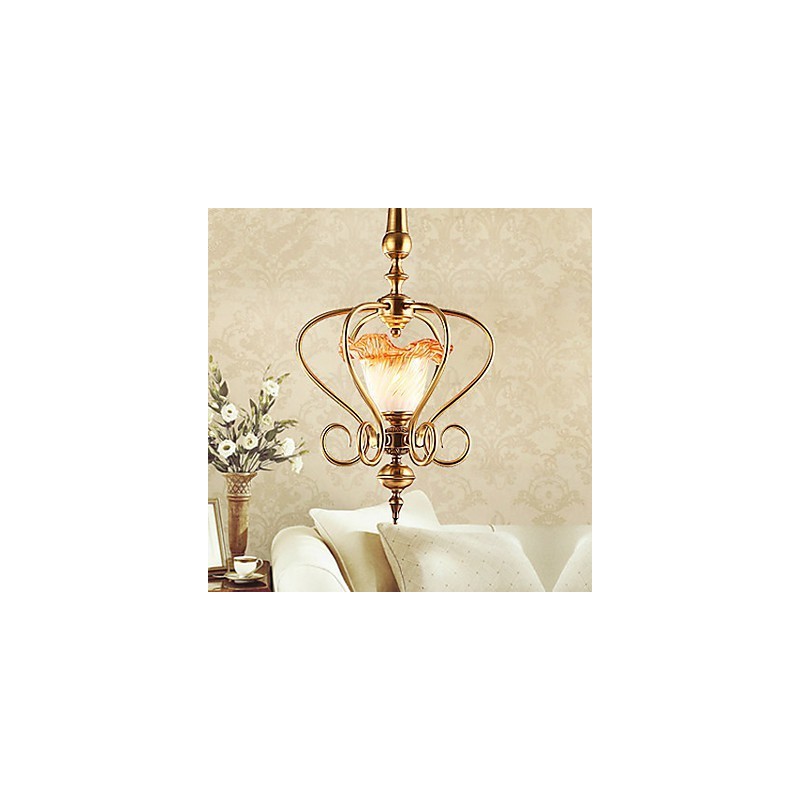 Lampada a sospensione mini stile tradizionale/classico in metallo finitura ottone
