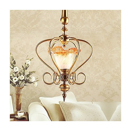 Lampada a sospensione mini stile tradizionale/classico in metallo finitura ottone