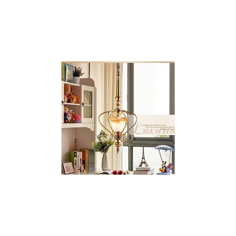 Lampada a sospensione mini stile tradizionale/classico in metallo finitura ottone