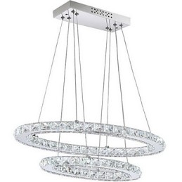 Lampada a sospensione moderna in cristallo a doppio anello ovale LED integrato