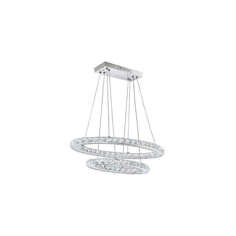 Lampada a sospensione moderna in cristallo a doppio anello ovale LED integrato
