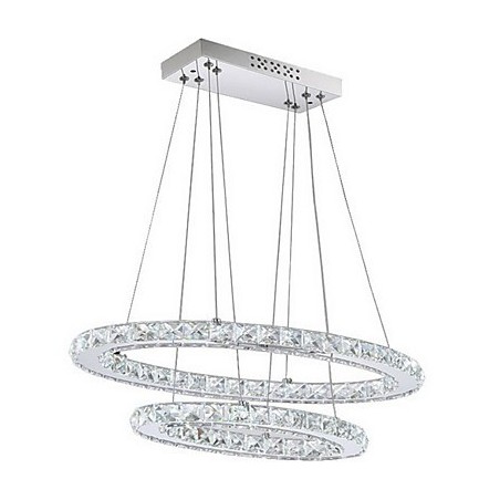 Lampada a sospensione moderna in cristallo a doppio anello ovale LED integrato
