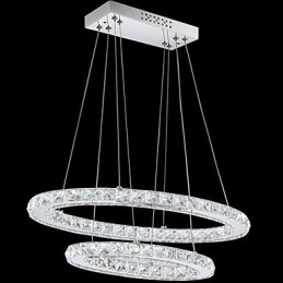 Lampada a sospensione moderna in cristallo a doppio anello ovale LED integrato