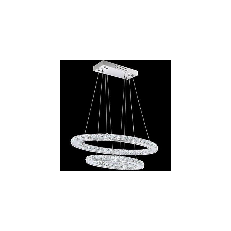 Lampada a sospensione moderna in cristallo a doppio anello ovale LED integrato