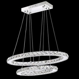 Lampada a sospensione moderna in cristallo a doppio anello ovale LED integrato