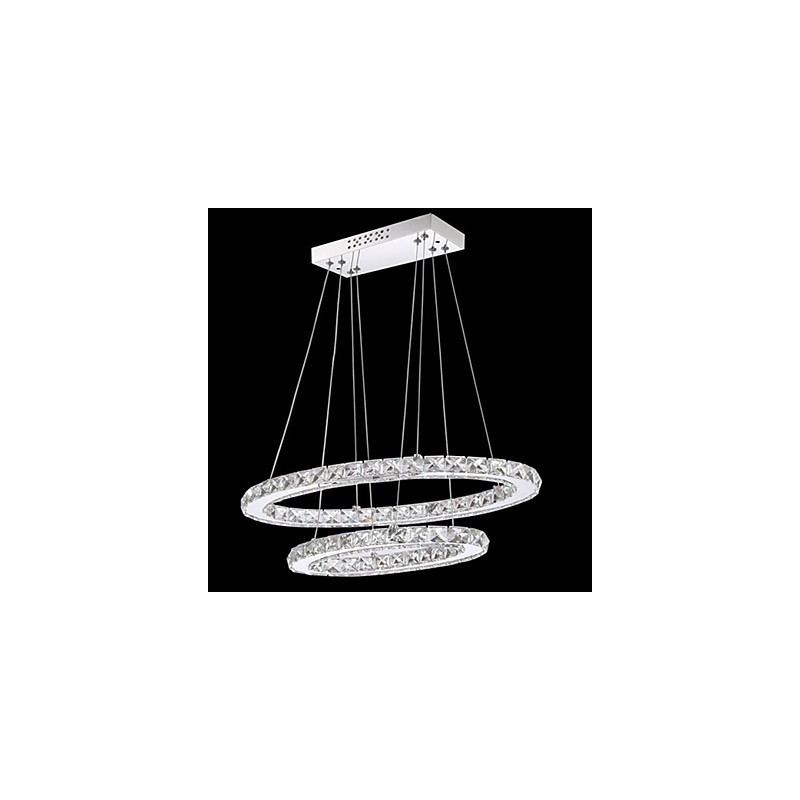 Lampada a sospensione moderna in cristallo a doppio anello ovale LED integrato