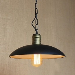 Lampada a sospensione country retrò in metallo nero, 1 lampadina E26/E27, 25 cm