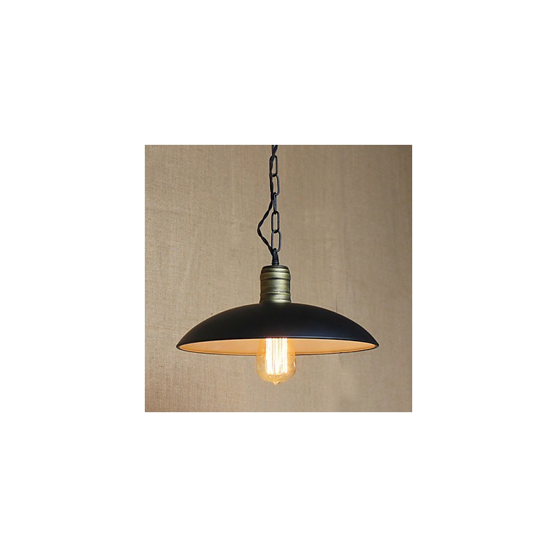 Lampada a sospensione country retrò in metallo nero, 1 lampadina E26/E27, 25 cm