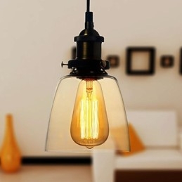 Lampada a sospensione vintage country con globo in vetro