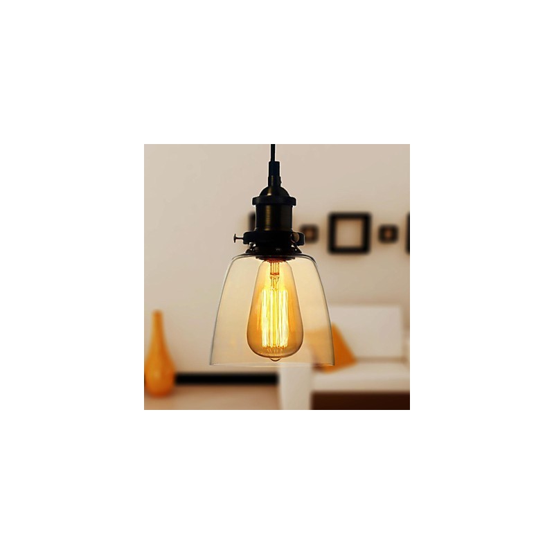 Lampada a sospensione vintage country con globo in vetro
