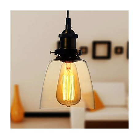 Lampada a sospensione vintage country con globo in vetro