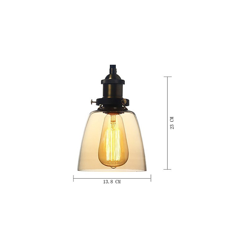 Lampada a sospensione vintage country con globo in vetro
