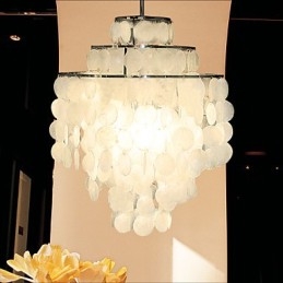 Lampadario a conchiglia multicolore moderno a 2 livelli, finitura cromata, E26/E27