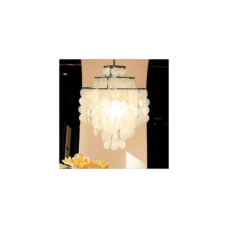 Lampadario a conchiglia multicolore moderno a 2 livelli, finitura cromata, E26/E27