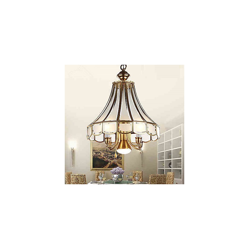 Lampada a sospensione in cristallo mini stile tradizionale classico metallo, finitura ottone