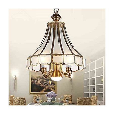 Lampada a sospensione in cristallo mini stile tradizionale classico metallo, finitura ottone