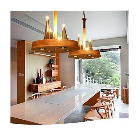 Lampada a sospensione in legno massello americano caldo ed elegante