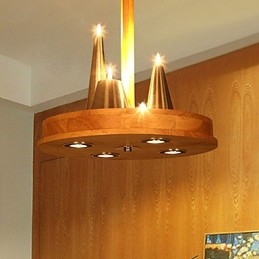 Lampada a sospensione in legno massello americano caldo ed elegante