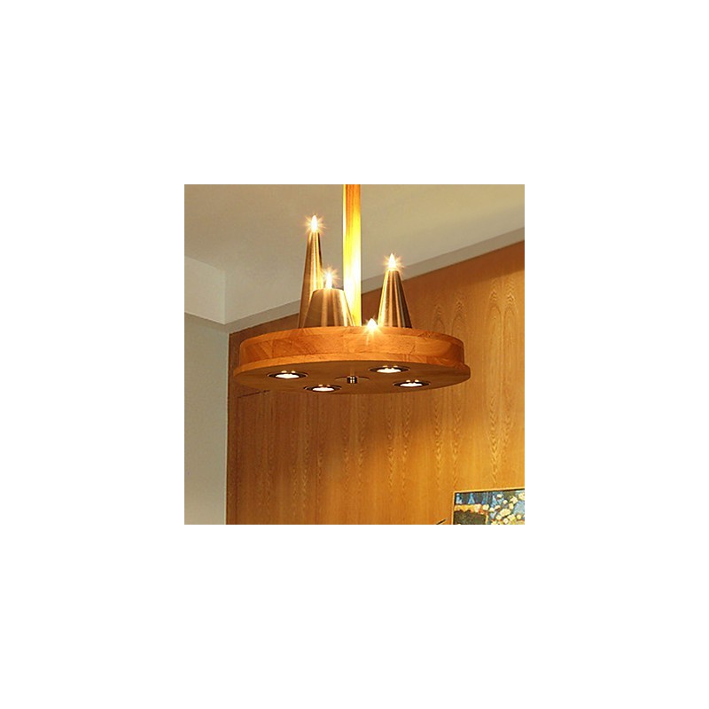 Lampada a sospensione in legno massello americano caldo ed elegante