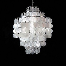 Lampadario a conchiglia multicolore moderno a 2 livelli, finitura cromata, E26/E27