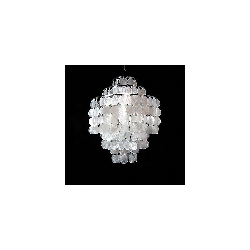 Lampadario a conchiglia multicolore moderno a 2 livelli, finitura cromata, E26/E27