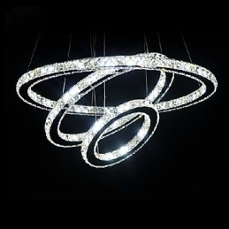 Lampada a sospensione LED in cristallo e metallo cromo, 3 livelli