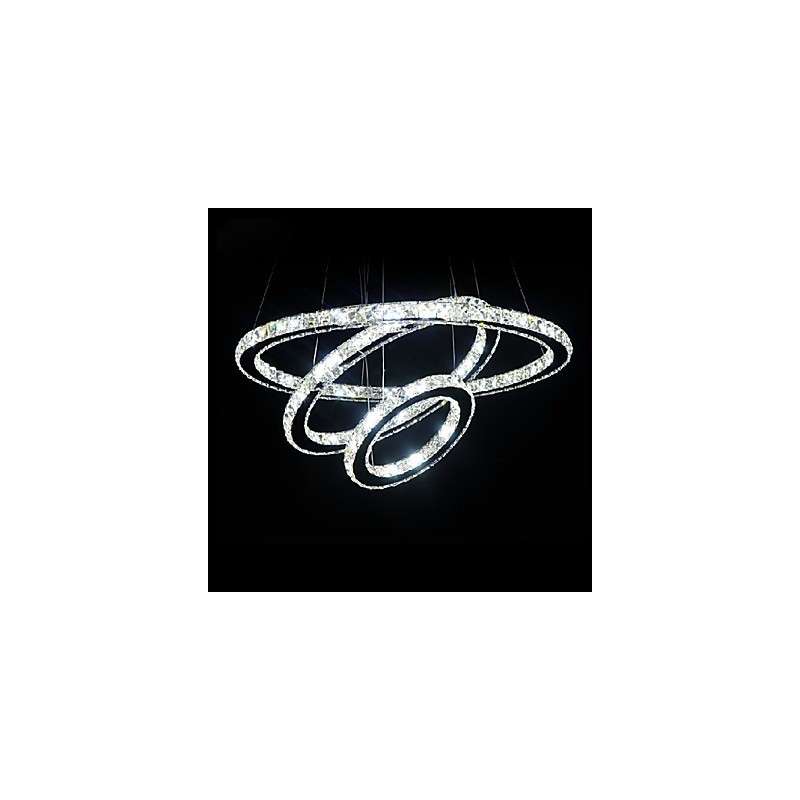 Lampada a sospensione LED in cristallo e metallo cromo, 3 livelli