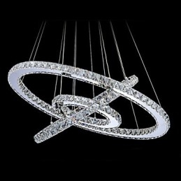 Lampada a sospensione LED in cristallo e metallo cromo, 3 livelli
