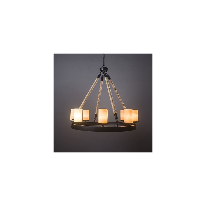 Lampadario industriale classico rustico vintage retrò in acciaio inox, marrone e nero