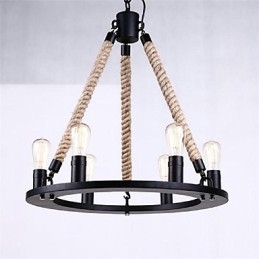 Lampada a sospensione country 6 luci in ferro battuto