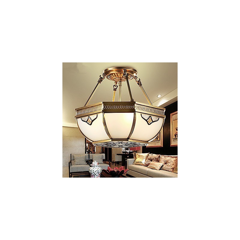 Lampada a sospensione in cristallo stile tradizionale/classico mini, metallo finitura ottone