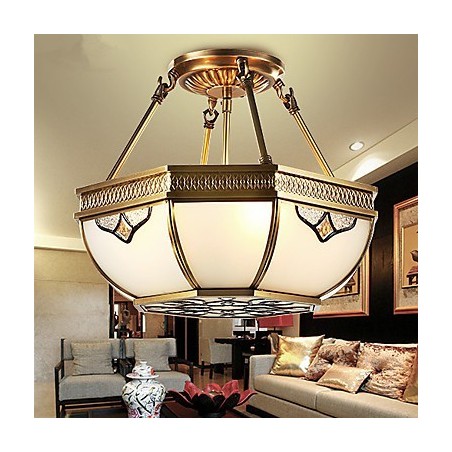 Lampada a sospensione in cristallo stile tradizionale/classico mini, metallo finitura ottone