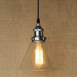Lampada a sospensione vintage retrò country globe in vetro trasparente