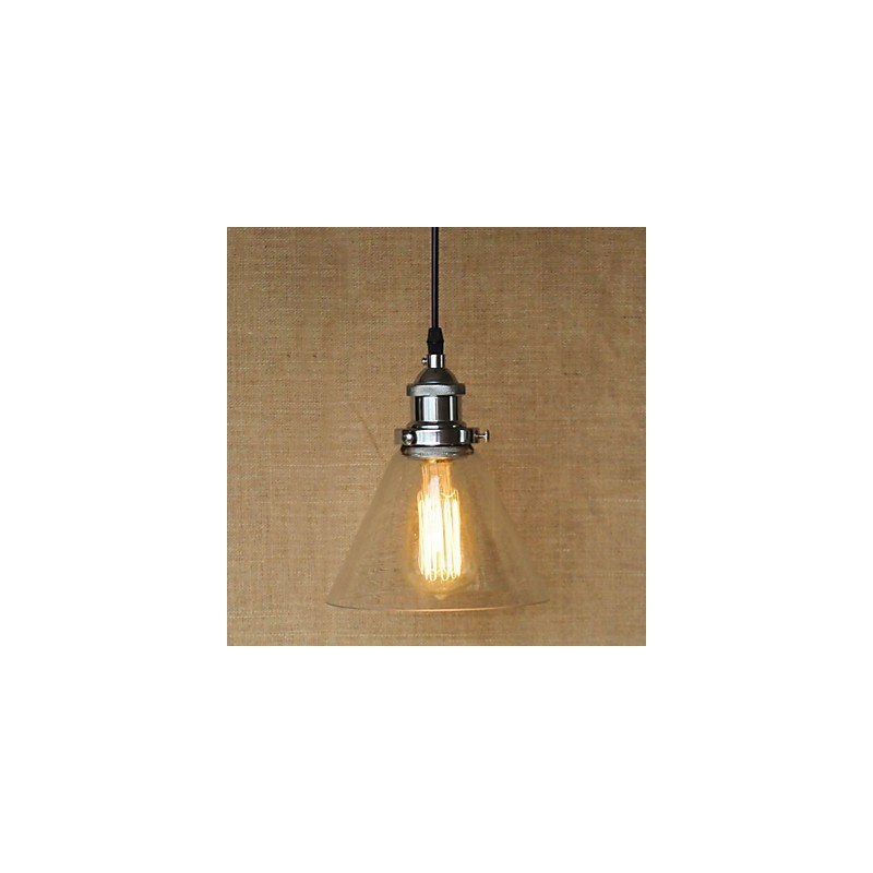 Lampada a sospensione vintage retrò country globe in vetro trasparente