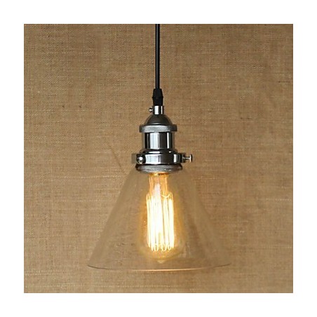 Lampada a sospensione vintage retrò country globe in vetro trasparente