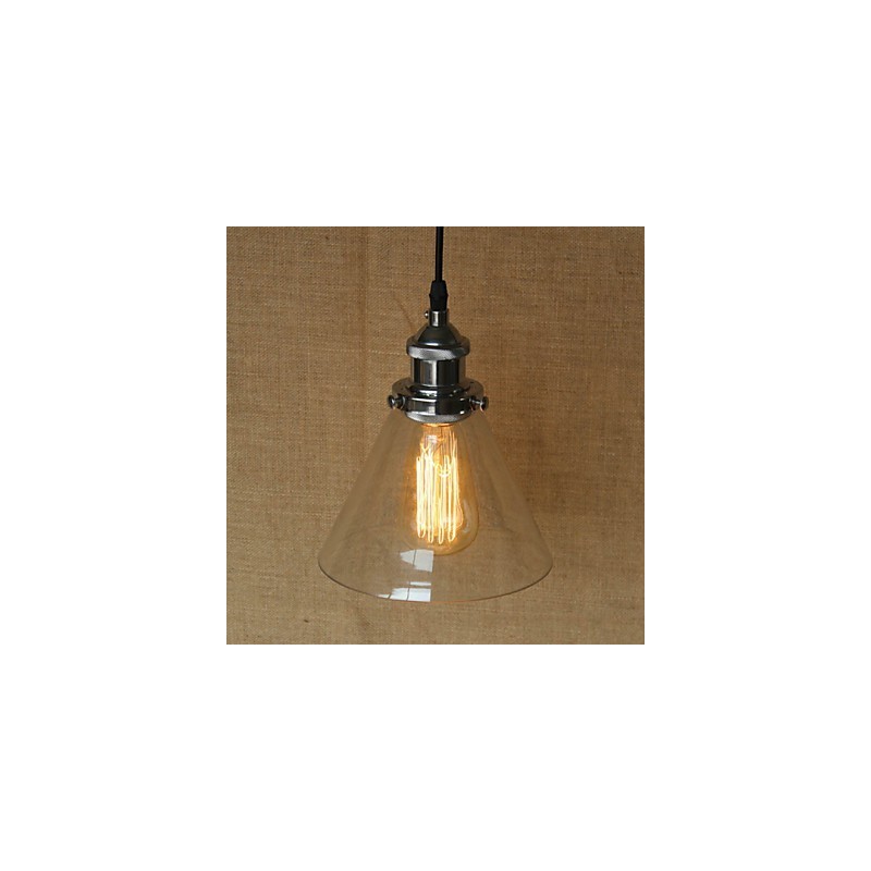 Lampada a sospensione vintage retrò country globe in vetro trasparente