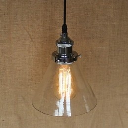 Lampada a sospensione vintage retrò country globe in vetro trasparente