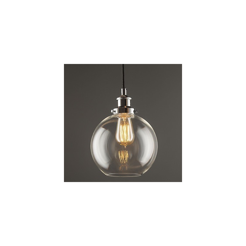 Lampada a sospensione vintage retrò country con paralume in vetro trasparente
