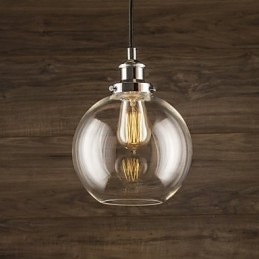 Lampada a sospensione vintage retrò country con paralume in vetro trasparente