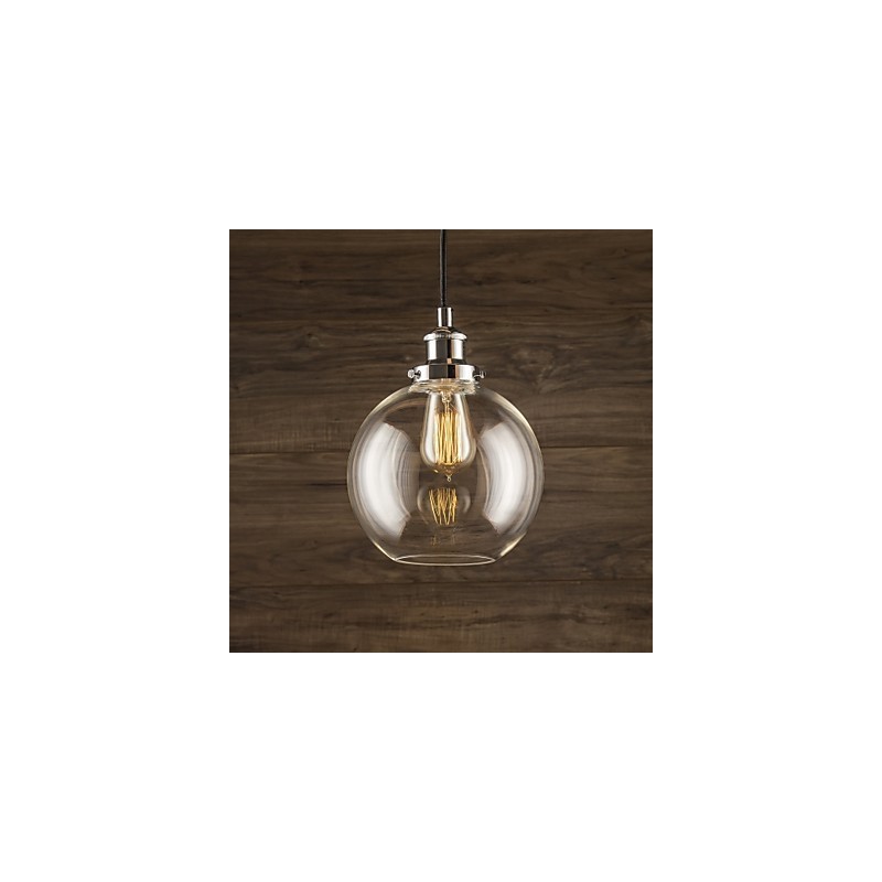 Lampada a sospensione vintage retrò country con paralume in vetro trasparente