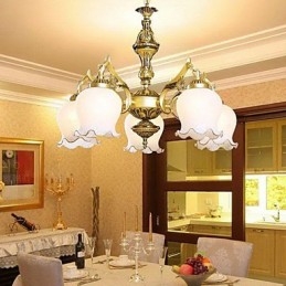 Lampadario retrò mini Jane Ferro Illuminazione mediterranea 5 in ferro e vetro, bronzo e beige, 2 luci E26/E27