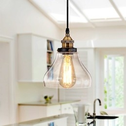 Lampada a sospensione vintage country globo in vetro trasparente